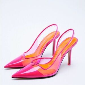 Zara Pink Vinyl Heels